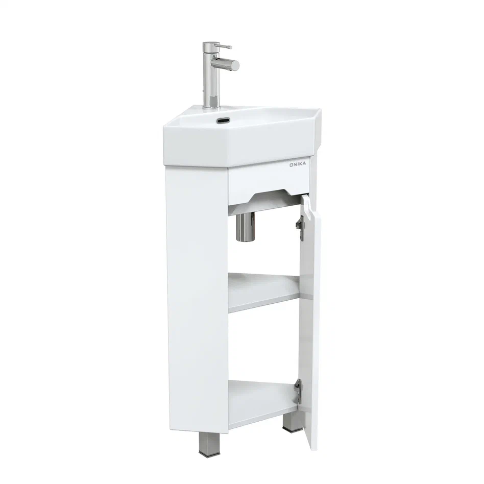 Onika Тумба под раковину Айленд 35 напольная белая угловая – фотография-4