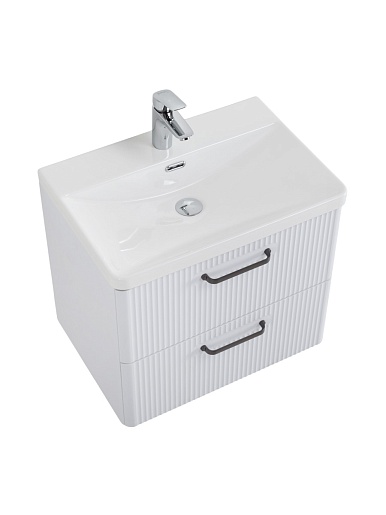 BelBagno Тумба с раковиной Due 50 подвесная Bianco Lucido ручки Матовый тёмный никель – фотография-8