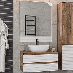 Brevita Мебель для ванной Dakota 80 подвесная дуб галифакс олово/белая – фотография-1