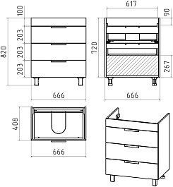 Brevita Тумба с раковиной Gloster 70 белая – фотография-7
