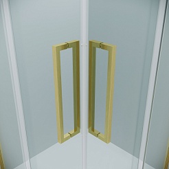 Grossman  Душевой уголок Cosmo 90x90x195 профиль золото сатин стекло прозрачное – фотография-8