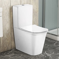 Azario Унитаз-компакт Velise AZ-1222A безободковый с бачком с сиденьем микролифт белый – фотография-2