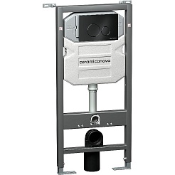 Ceramicanova Подвесной унитаз Balearica Rimless с шумоизоляционной панелью CN1000 с системой инсталляции Envision кнопка Round чёрный матовый – фотография-2