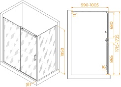 RGW Душевой уголок Tornado TO-44B (TO-14B + Z-050-2B) 170x100 профиль черный стекло прозрачное – фотография-3