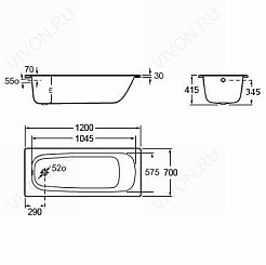 Roca Стальная ванна Contesa 120 см – фотография-3