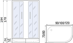 River Душевой уголок Don 100/80/26 MT L (без поддона) – фотография-3