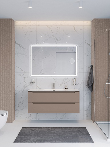 BelBagno Тумба с раковиной Etna 120 подвесная бежевая матовая – картинка-13