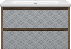 Brevita Тумба с раковиной Chester 80 подвесная серая/дуб чарльстон темно-коричневый