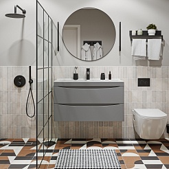 Vivon Тумба с раковиной Ostin 90 подвесная серая матовая – фотография-10