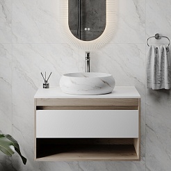 Teymi Раковина накладная Laina 48.5 T51307 белый мрамор – фотография-8