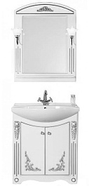 Водолей Тумба с раковиной "Кармен 85" 2 двери, белая/серебро – фотография-4