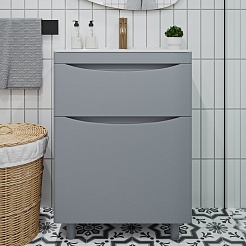 Vivon Тумба с раковиной Ostin 60 напольная серая матовая – фотография-1