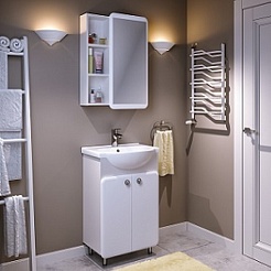 Runo Зеркальный шкаф Капри 55 белый – фотография-4