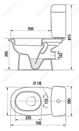 Керамин Унитаз-компакт Верона с жестким сиденьем – фотография-2