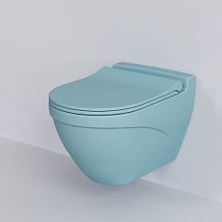 Ambassador Сиденье для унитаза Nord тонкое голубое матовое – фотография-5