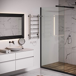 Aringa Полотенцесушитель электрический Киото 80x40 AR03004CH с полкой хром – фотография-3