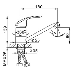 Frap Смеситель для кухни H21 F4521-2 хром – фотография-2