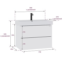 Onika Тумба под раковину Эсквана 80 подвесная белая – фотография-9