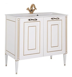 Aquanet Тумба с раковиной Паола 90 белая/ золото (186116) – фотография-1