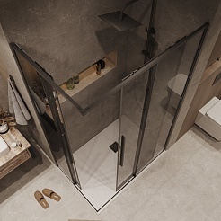 Grossman  Душевой уголок Galaxy 100x70x195 профиль черный матовый стекло тонированное – фотография-6