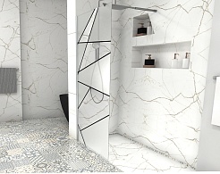 Ceruttispa Душевое ограждение Pick T90 профиль хром стекло матовое/прозрачное с рисунком – фотография-3