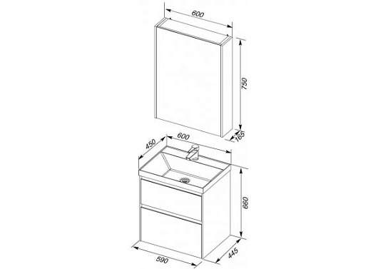 Aquanet Комплект мебели Гласс 60 – фотография-4