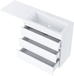 Vivon Тумба с раковиной под стиральную машину Donna 150R 3 ящика напольная белый глянец – фотография-7