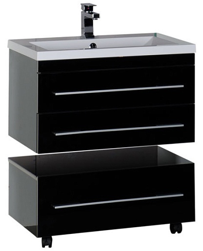 Aquanet Тумба подкатная "Верона 75" черная – фотография-2