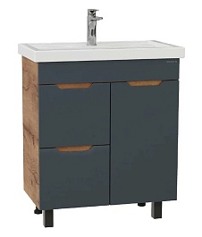 Onika Тумба под раковину Айленд 70 напольная графит/дуб крафт золотой – фотография-1