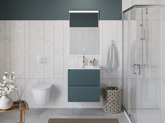 BelBagno Тумба с раковиной Uno 60 подвесная Голубой матовый с раковиной BB-8099-60 – фотография-16