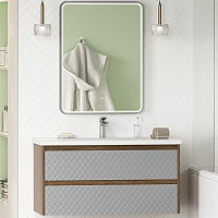 Brevita Мебель для ванной Chester 100 подвесная серая/дуб чарльстон темно-коричневый