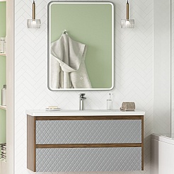 Brevita Мебель для ванной Chester 100 подвесная серая/дуб чарльстон темно-коричневый – фотография-1