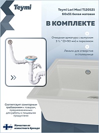 Teymi Мойка кухонная Lori Maxi 60 кварцевая белая матовая – фотография-13