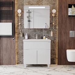 Onika Мебель для ванной Стрим 80.12 белая – фотография-2