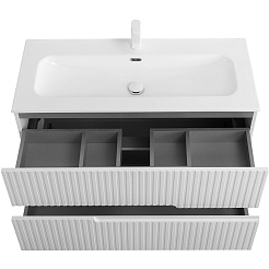 Cezares Тумба с раковиной Duet-N 100 подвесная CZR-8073-100 ясень белый софт – фотография-4