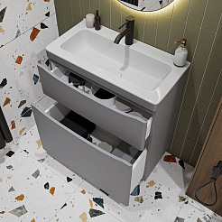 Vivon Тумба с раковиной Ostin 70 напольная серая матовая – фотография-4