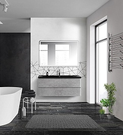 BelBagno Тумба под раковину Albano 120 подвесная Cemento Verona Grigio с раковиной BB1200/455-LV-ART-ALR-NERO – фотография-5