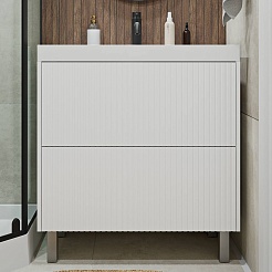 Vivon Тумба с раковиной Kristi 80 белая матовая рифленая – фотография-2