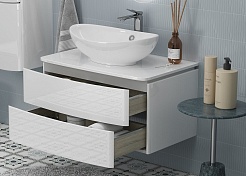 Velvex Тумба под раковину Luna 80 подвесная белая – фотография-6