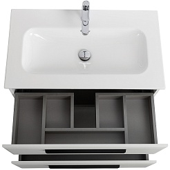 Cezares Тумба с раковиной Eco Cer-N 80 bianco opaco CZR-8073-80 ручки матовые чёрные – фотография-5