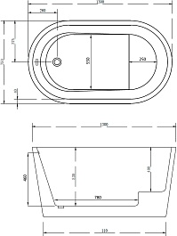 ABBER Акриловая ванна AB9277 130x75 – фотография-5