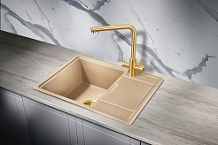 Milacio Мойка кухонная Navarra 65 Cuarzo бежевая – фотография-3