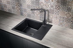 Milacio Мойка кухонная Navarra 60 Cuarzo черная матовая – фотография-4