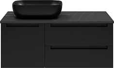 Brevita Тумба с раковиной Cargo 100 подвесная черная матовая