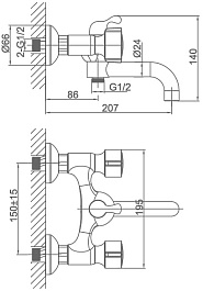 D&K Смеситель "Torhall Hessen DA1413241" для ванны – фотография-3