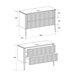 Зов Тумба с раковиной Валенсия 100 подвесная зеленый тростник/столешница белая – фотография-11