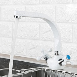 Frap Смеситель для кухни H5408 F5408-8 белый – фотография-2