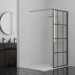 Paini Душевая перегородка PAINI-WalkIN80G 80x195 рисунок решетка – фотография-2