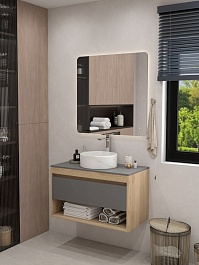 Teymi Раковина накладная в ванную Lina D35 мрамор белый матовый T50182 – фотография-4