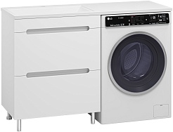 Misty Мебель для ванной Байкал 130 L под стиральную машину белая – фотография-3